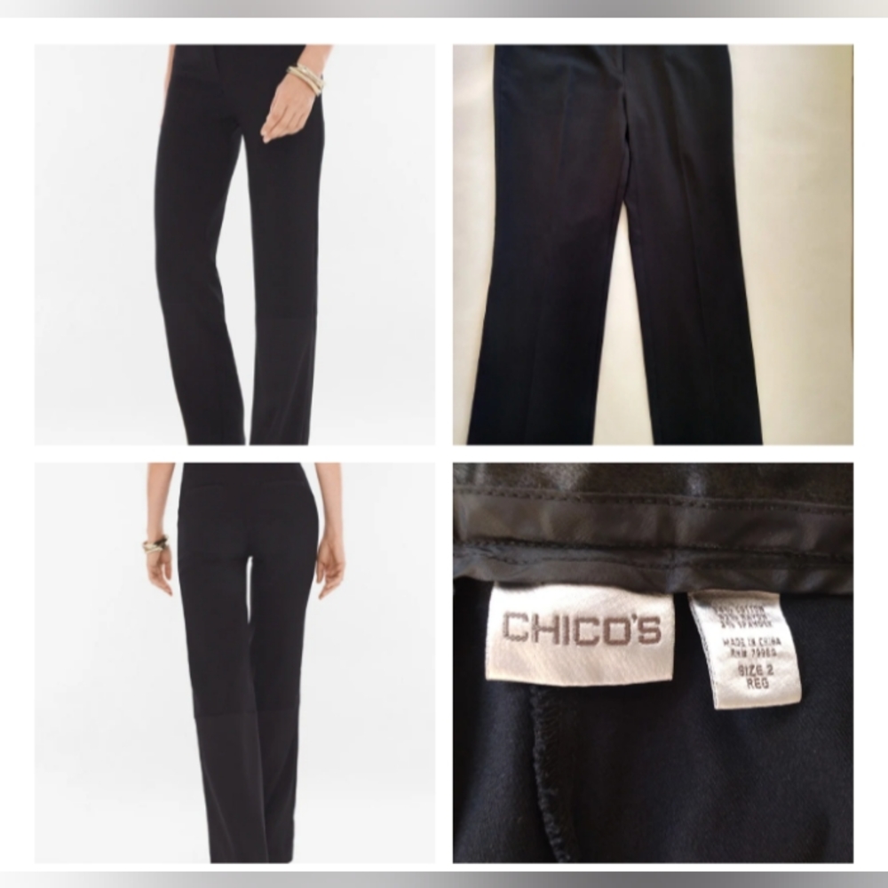 Women's Chicos Black Pants, Chico's Size 2 Reg (Large/12) Dressy Pants, Straight